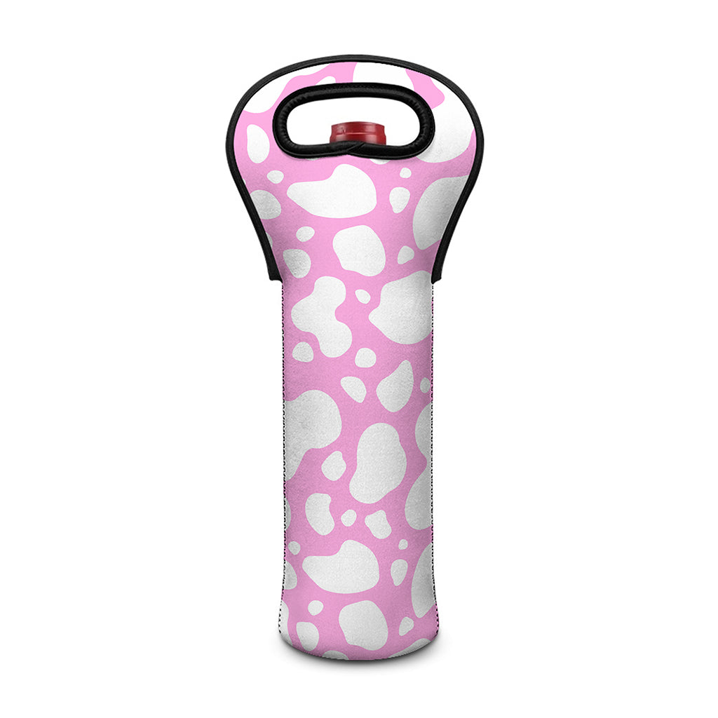 White And Pink Cow Print Single Neoprene Wine Tote