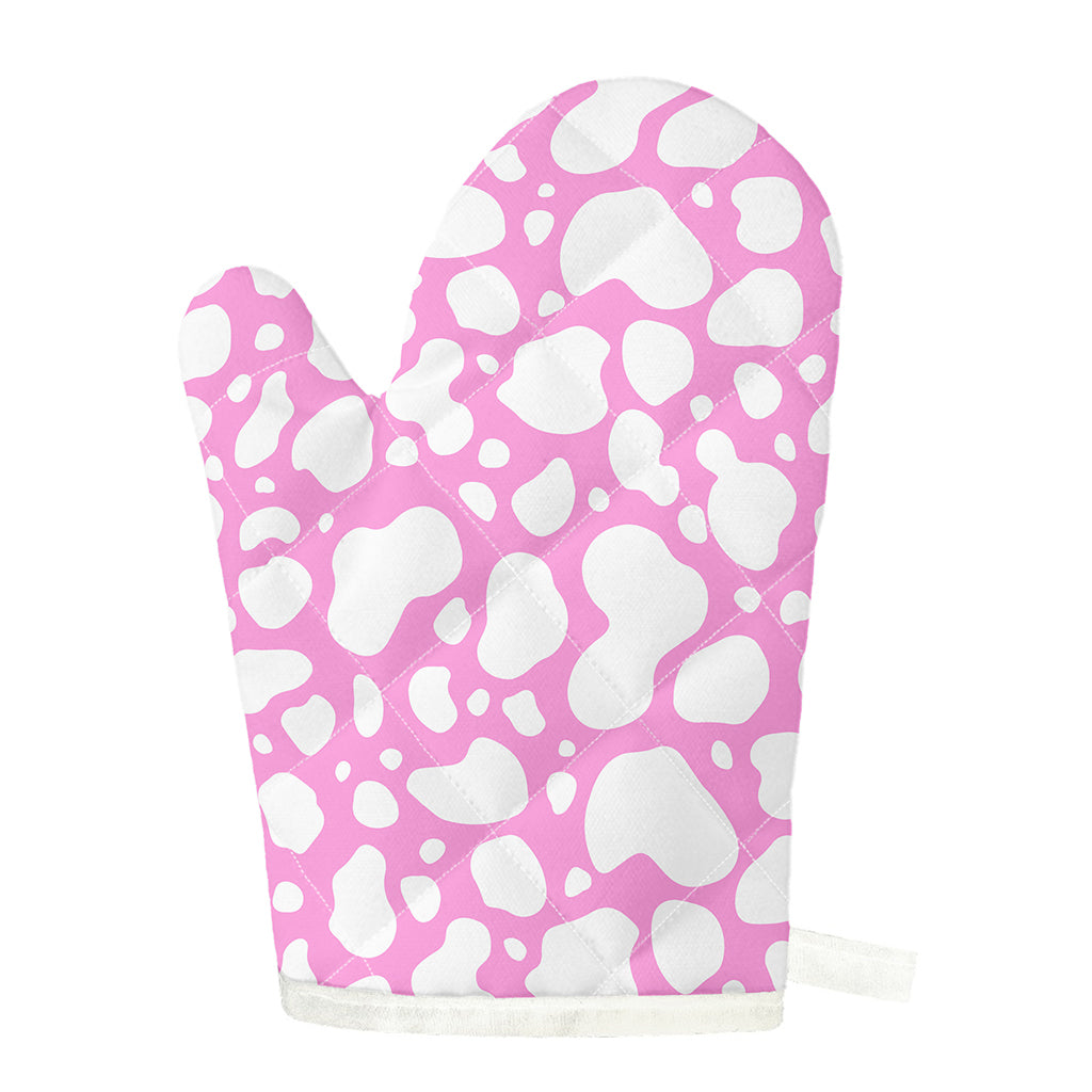 White And Pink Cow Print Single Oven Mitt