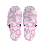 White And Pink Cow Print Slippers