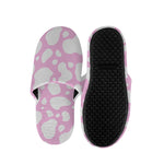 White And Pink Cow Print Slippers