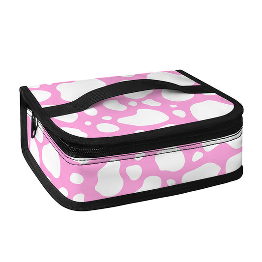 White And Pink Cow Print Small Lunch Bag