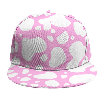 White And Pink Cow Print Snapback Cap