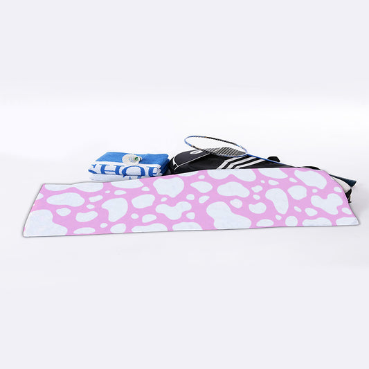 White And Pink Cow Print Sports Towel