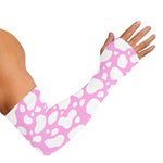 White And Pink Cow Print Sun Protection Arm Sleeves