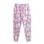 White And Pink Cow Print Sweatpants