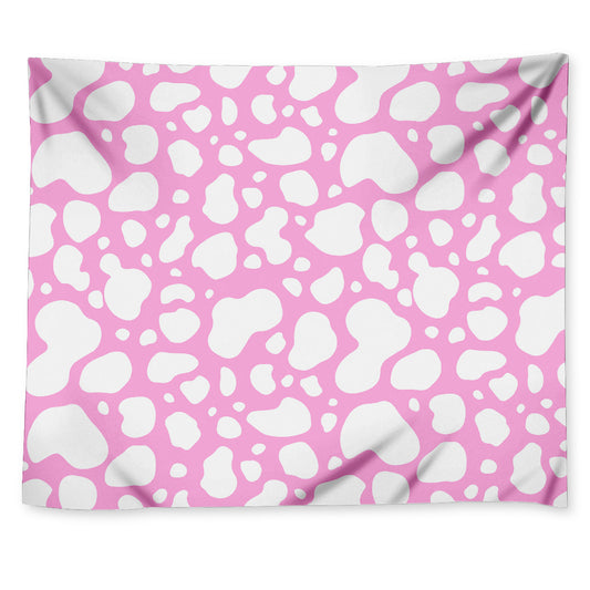 White And Pink Cow Print Tapestry