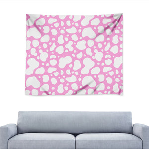 White And Pink Cow Print Tapestry