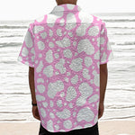 White And Pink Cow Print Textured Short Sleeve Shirt