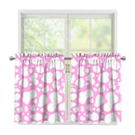 White And Pink Cow Print Tier Curtains