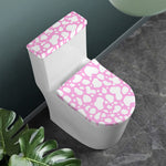 White And Pink Cow Print Toilet Lid And Tank Cover Set