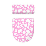 White And Pink Cow Print Toilet Lid And Tank Cover Set