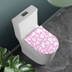 White And Pink Cow Print Toilet Lid Cover