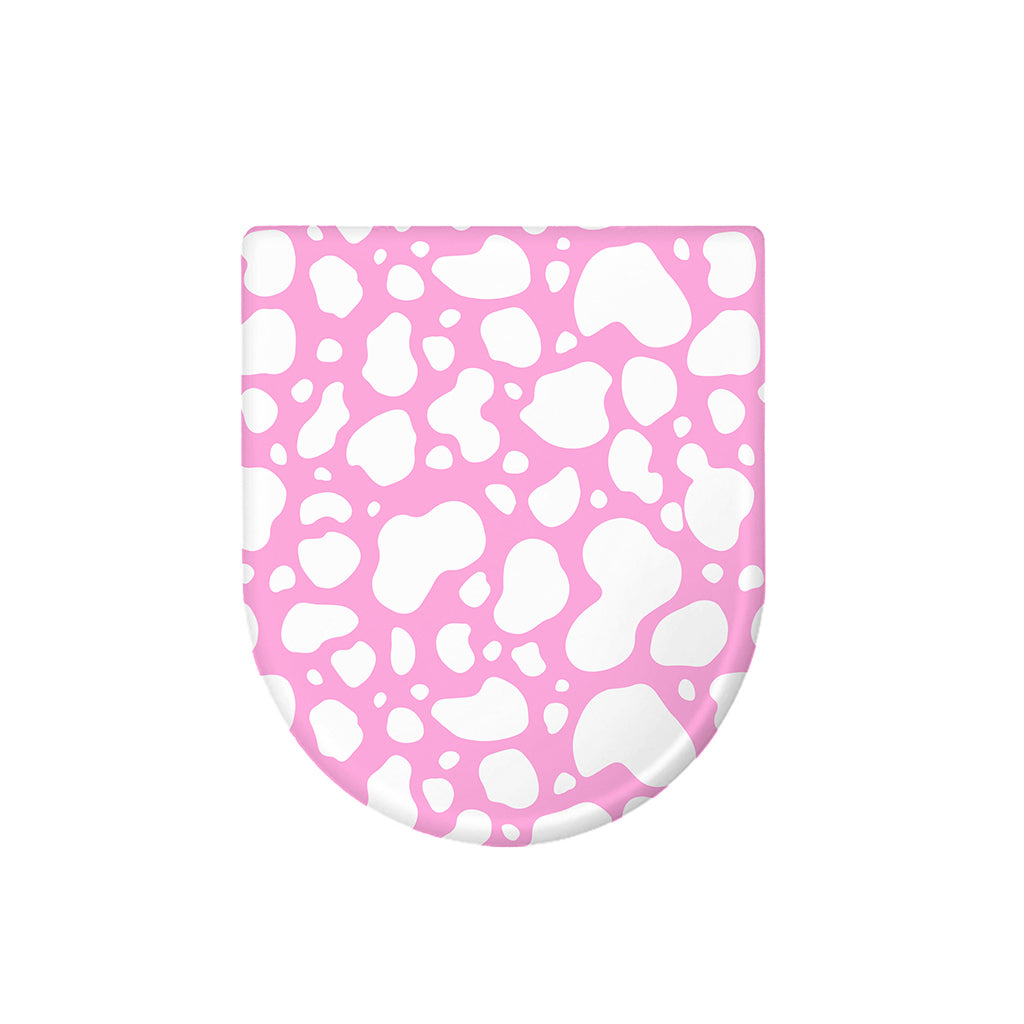 White And Pink Cow Print Toilet Lid Cover
