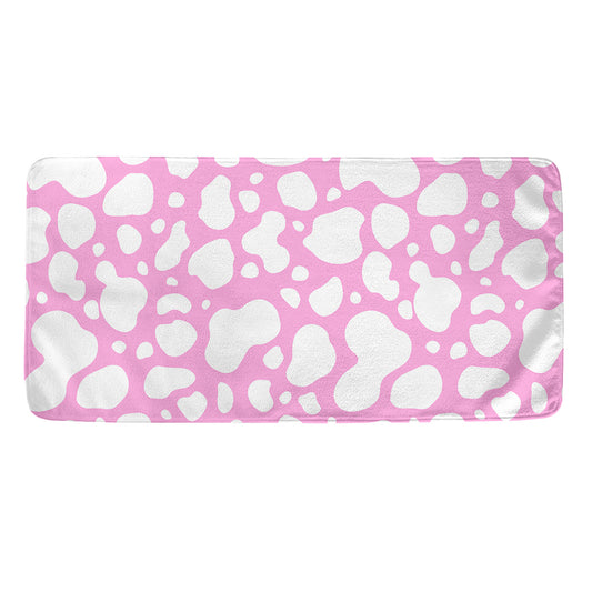 White And Pink Cow Print Towel