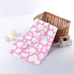 White And Pink Cow Print Towel