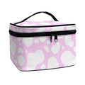 White And Pink Cow Print Travel Makeup Bag