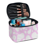 White And Pink Cow Print Travel Makeup Bag