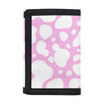 White And Pink Cow Print Trifold Wallet