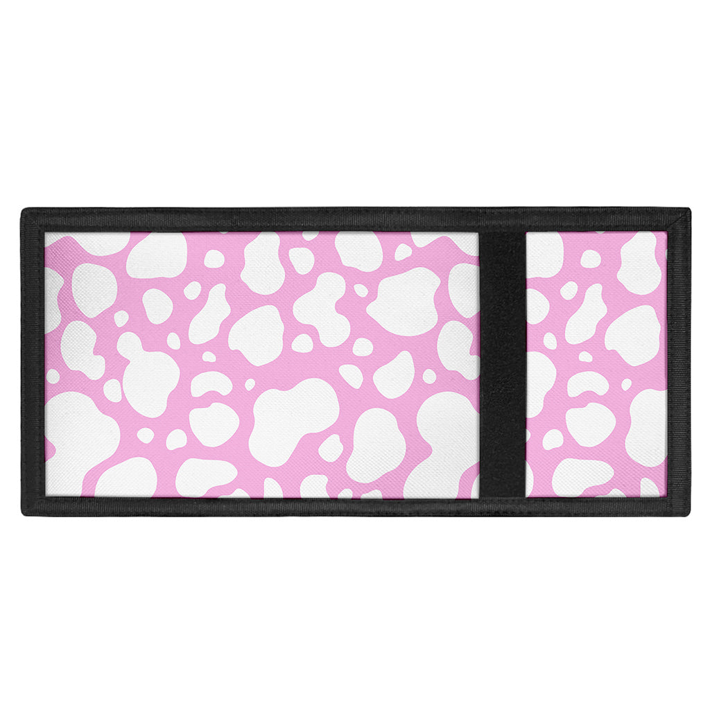 White And Pink Cow Print Trifold Wallet