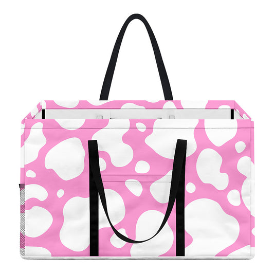 White And Pink Cow Print Utility Tote Bag