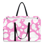 White And Pink Cow Print Utility Tote Bag