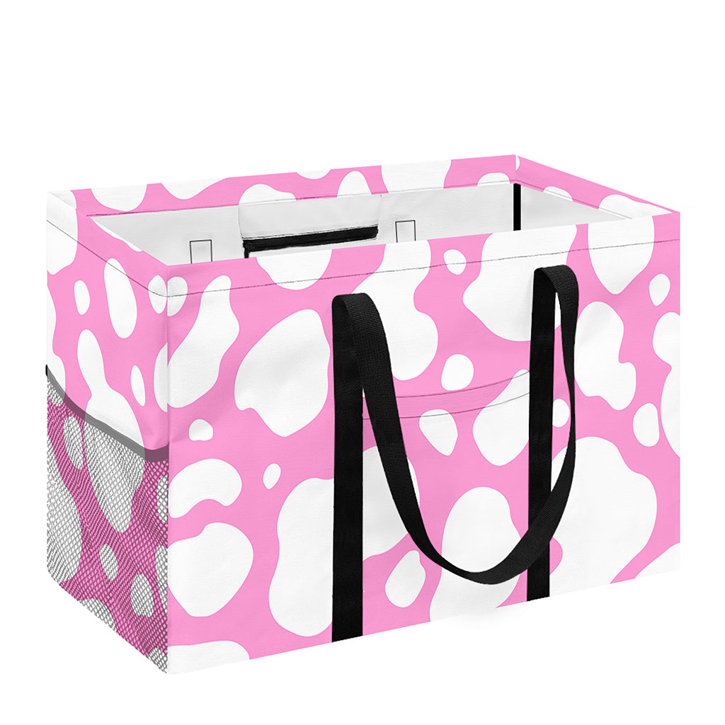 White And Pink Cow Print Utility Tote Bag