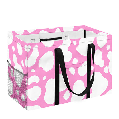 White And Pink Cow Print Utility Tote Bag
