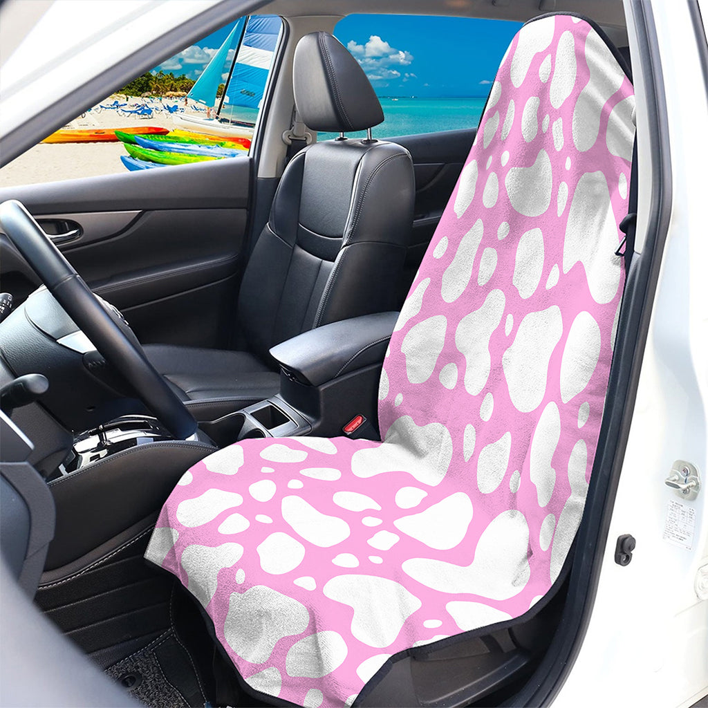 White And Pink Cow Print Waterproof Car Seat Cover