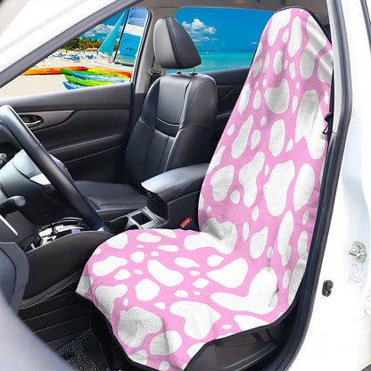 White And Pink Cow Print Waterproof Car Seat Cover
