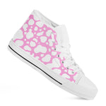 White And Pink Cow Print White High Top Sneakers