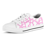 White And Pink Cow Print White Low Top Sneakers