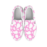 White And Pink Cow Print White Slip On Sneakers