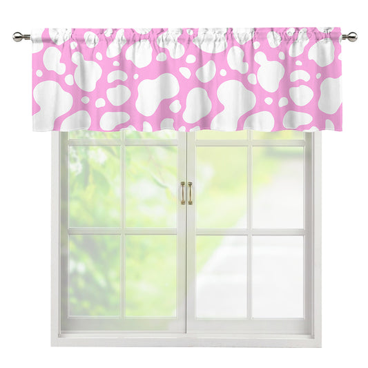 White And Pink Cow Print Window Valance