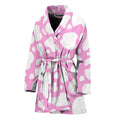 White And Pink Cow Print Women's Bathrobe