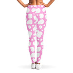 White And Pink Cow Print Women's Leggings