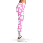 White And Pink Cow Print Women's Leggings