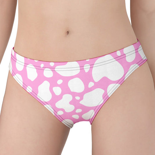 White And Pink Cow Print Women's Panties
