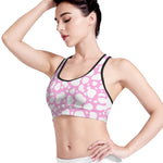 White And Pink Cow Print Women's Sports Bra