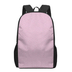 White And Pink Zigzag Pattern Print 17 Inch Backpack