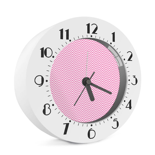 White And Pink Zigzag Pattern Print Alarm Clock