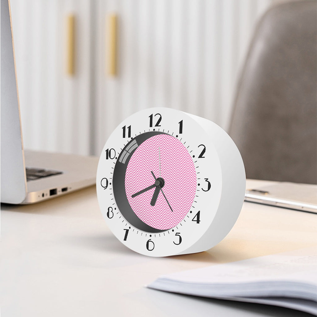 White And Pink Zigzag Pattern Print Alarm Clock