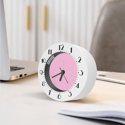 White And Pink Zigzag Pattern Print Alarm Clock