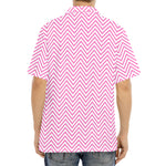 White And Pink Zigzag Pattern Print Aloha Shirt