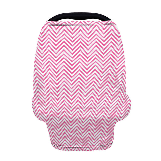 White And Pink Zigzag Pattern Print Baby Seat Cover
