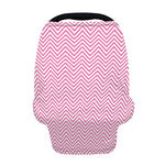 White And Pink Zigzag Pattern Print Baby Seat Cover