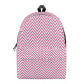 White And Pink Zigzag Pattern Print School Backpack