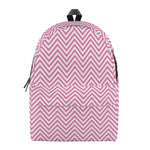 White And Pink Zigzag Pattern Print Backpack