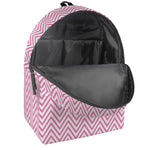 White And Pink Zigzag Pattern Print Backpack
