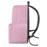 White And Pink Zigzag Pattern Print Backpack