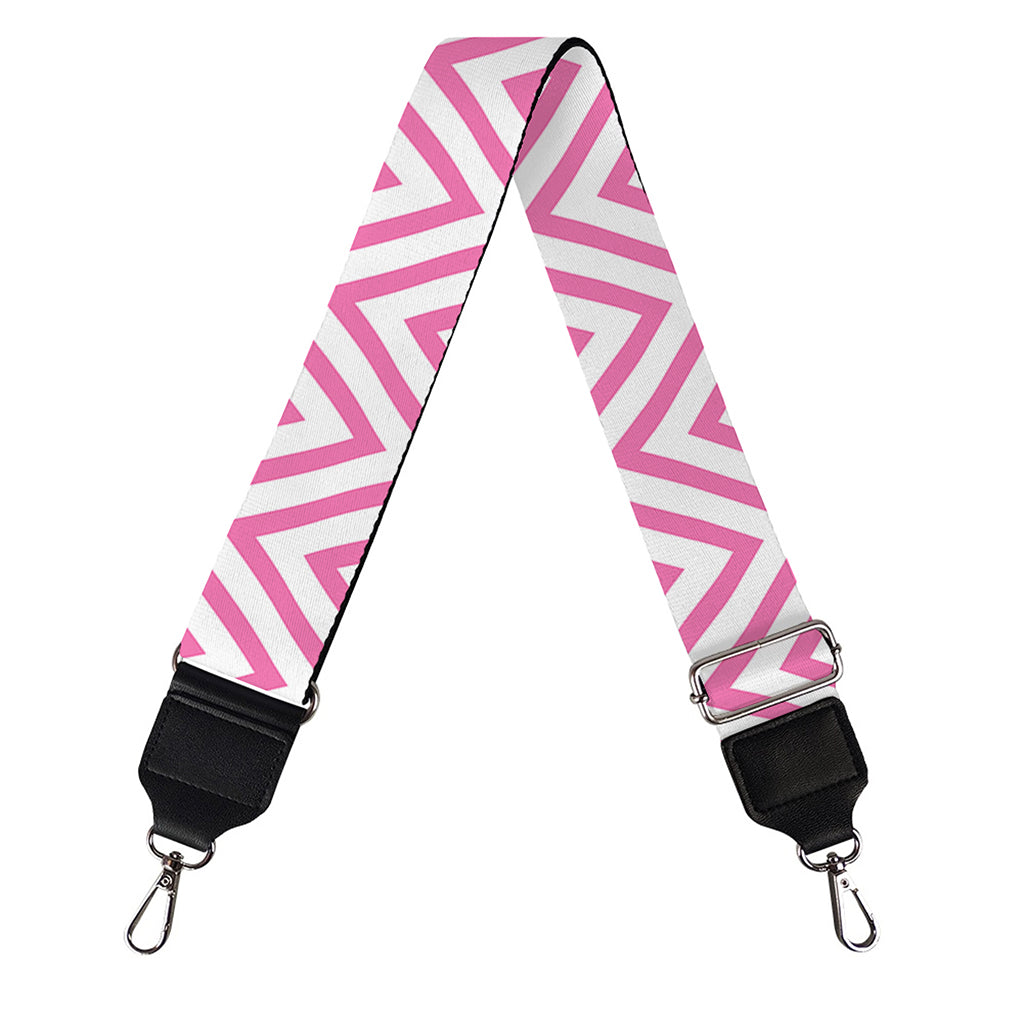 White And Pink Zigzag Pattern Print Bag Strap